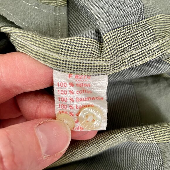 Lacoste Windowpane Check Long Sleeve Button Down Shirt, Green, Size 41 (M/L) - Picture 8 of 8